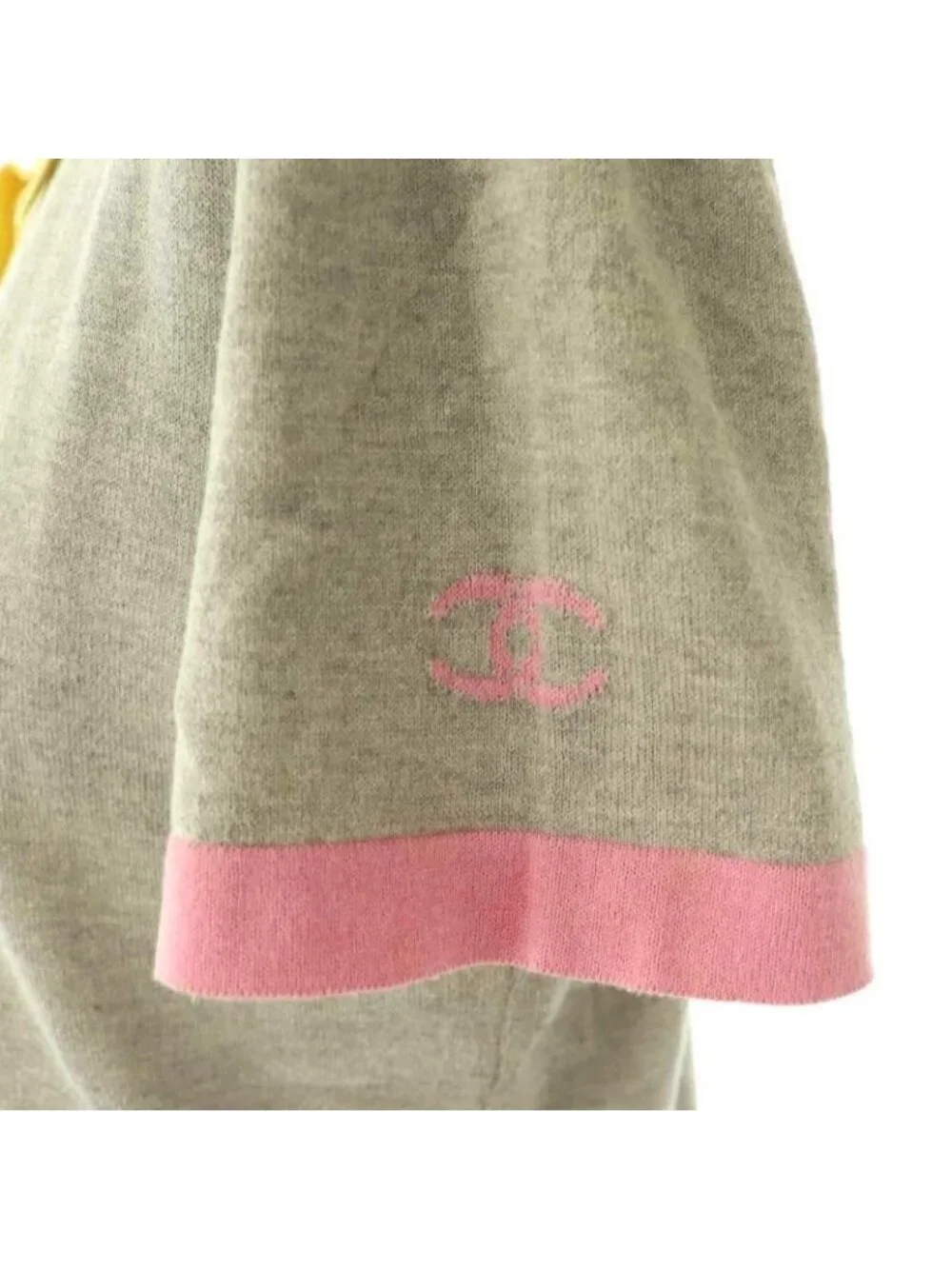 Chanel 08 P Bicolor Knit Polo Short Sleeve 38 Gray hk OS - Picture 6 of 9